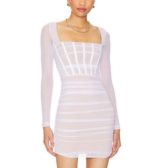 Nookie Dresses & Skirts - New! Nookie Revolve Vision Nude Ruched Mini Bodycon Fitted Dress 37740